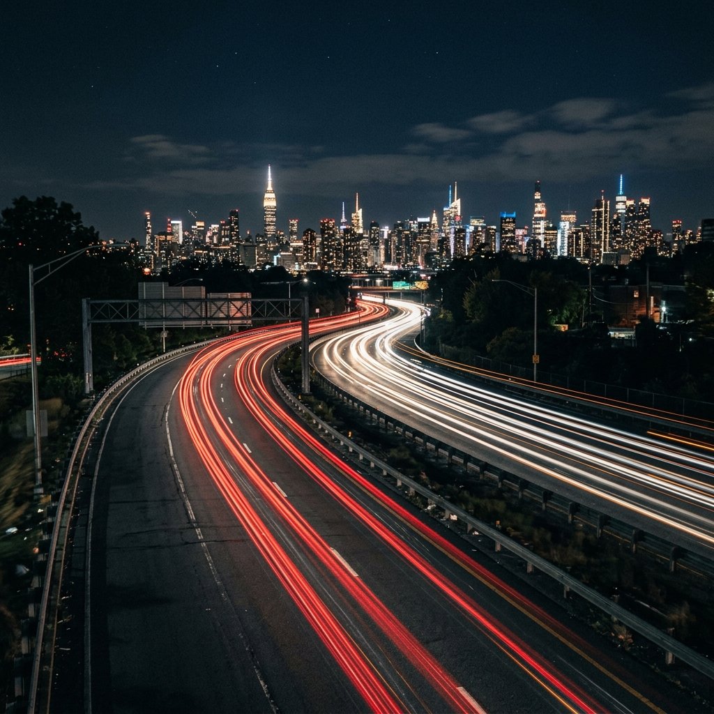 City to City long distance highway transit at night