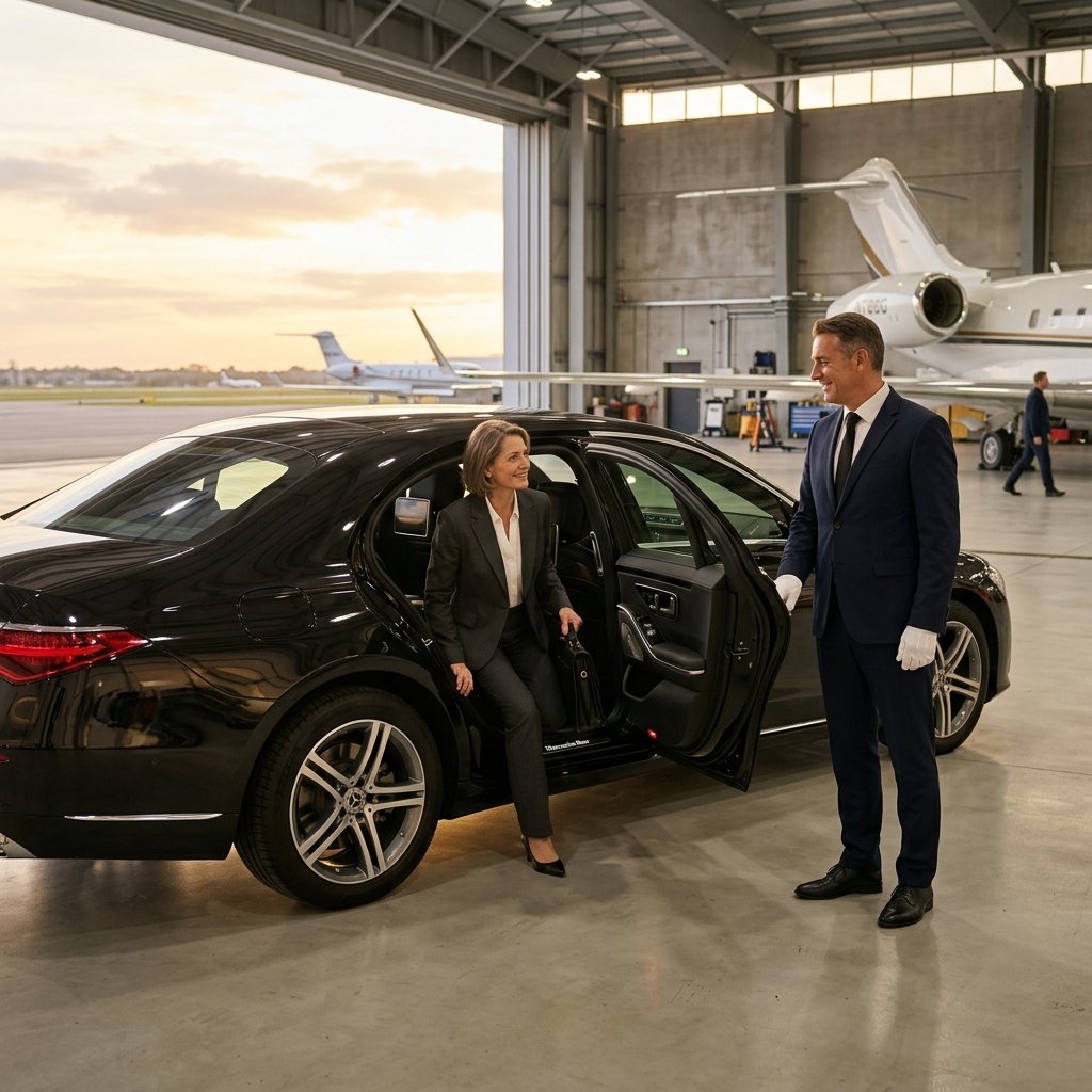 Chauffeur opening door for VIP celebrity executive